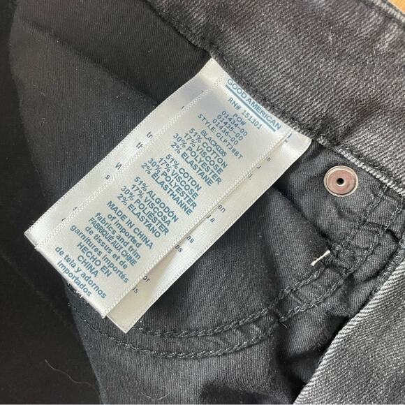 Good American | Women’s Good Legs Pintuck Jeans Denim Washed Black 035 High Rise - Picture 6 of 9